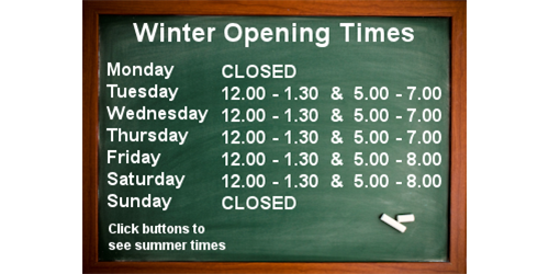 Winter Opening Times